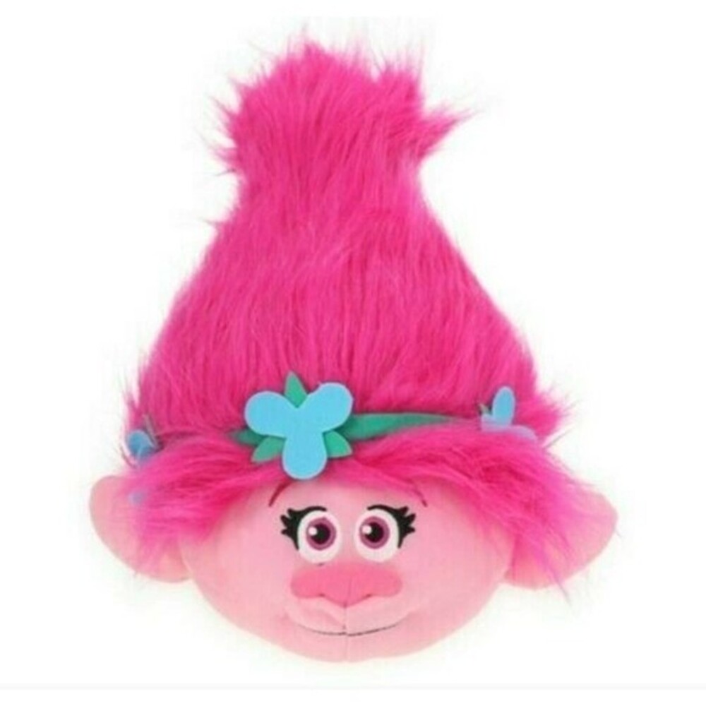 Troll DreamWorks Poppy Fuzzbies Plush Pink Stuffed Head 10-12"